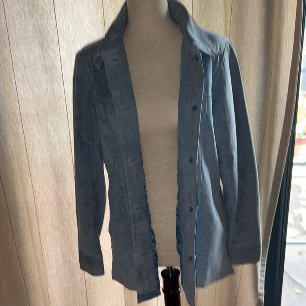 Vintage Style Spring Blue Suede jacket Atelier